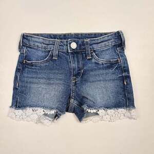 H&M Girls Mendium Blie Denim Lace-Trim Jean Shorts 2-3T